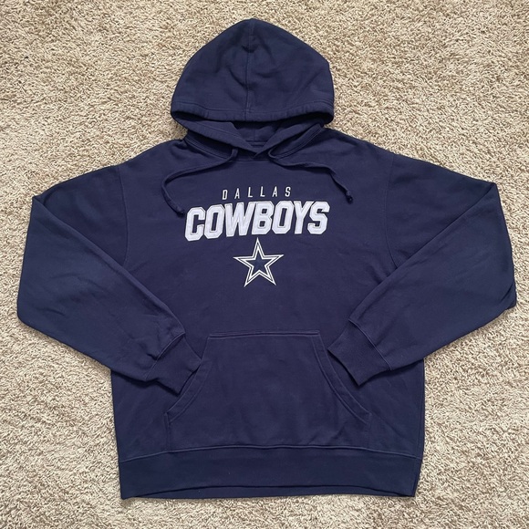 Dallas Cowboys Embroidered Navy Men’s L Large Hoodie Sweatshirt NFL Logo - Picture 1 of 4
